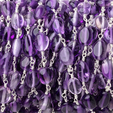 6.5x6.5-10x6.5mm Amethyst Plain Nuggets on Silver Plated Chain (ONLINE ORDER ONLY)