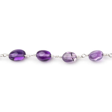 6.5x6.5-10x6.5mm Amethyst Plain Nuggets on Silver Plated Chain (ONLINE ORDER ONLY)