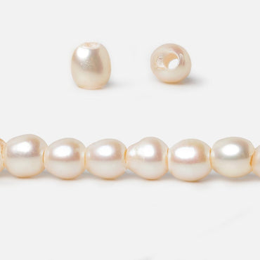 6.5x6.5mm Creamy White Straight Drilled Oval Large Hole pearls 8 inch 30 pieces AA (ONLINE ORDER ONLY)