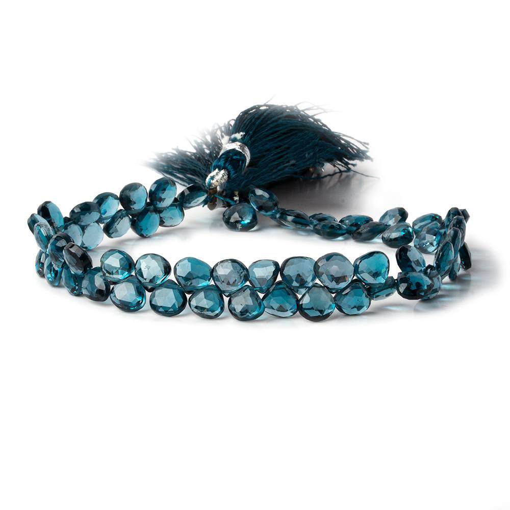 7-7.5mm London Blue Topaz Heart Briolettes 8 inch 47 pieces AA (ONLINE ORDER ONLY)