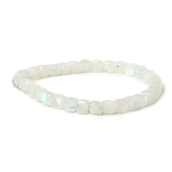 6.5x6.5mm Rainbow Moonstone faceted cubes 8 inch 30 beads AA (ONLINE ORDER ONLY)