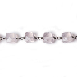 6.5x6.5mm Rose Quartz cube Black Gold plated .925 Silver Chain by the foot 26 pcs (ONLINE ORDER ONLY)