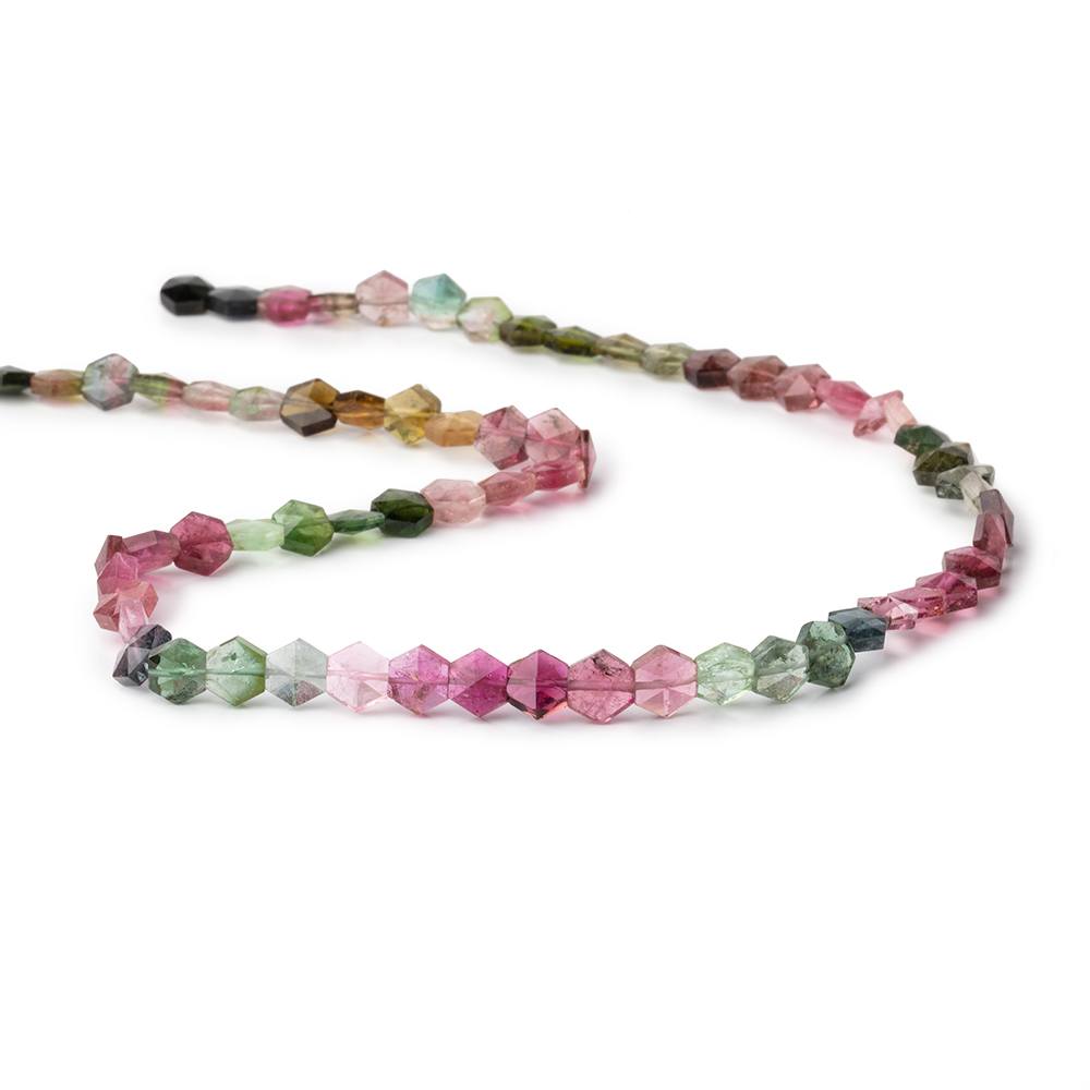 6.5x6mm Multi Color Tourmaline Faceted Hexagon Beads 15 inch 66 pieces AA (ONLINE ORDER ONLY)