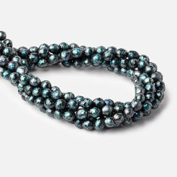 6.5x8-9x7mm Teal Blue Faceted Oval Freshwater Pearls 16 inch 50 pieces (ONLINE ORDER ONLY)