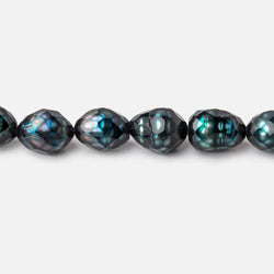 6.5x8-9x7mm Teal Blue Faceted Oval Freshwater Pearls 16 inch 50 pieces (ONLINE ORDER ONLY)