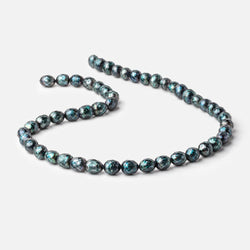 6.5x8-9x7mm Teal Blue Faceted Oval Freshwater Pearls 16 inch 50 pieces (ONLINE ORDER ONLY)