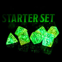 Rebirth 7-Dice Set Green/Pink w/White Numbers Dnd Dice Set (Blacklight reactive) (Online Only)