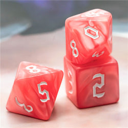 Red Macaron 7-Dice Blend Set w/White Numbers (Online Only)
