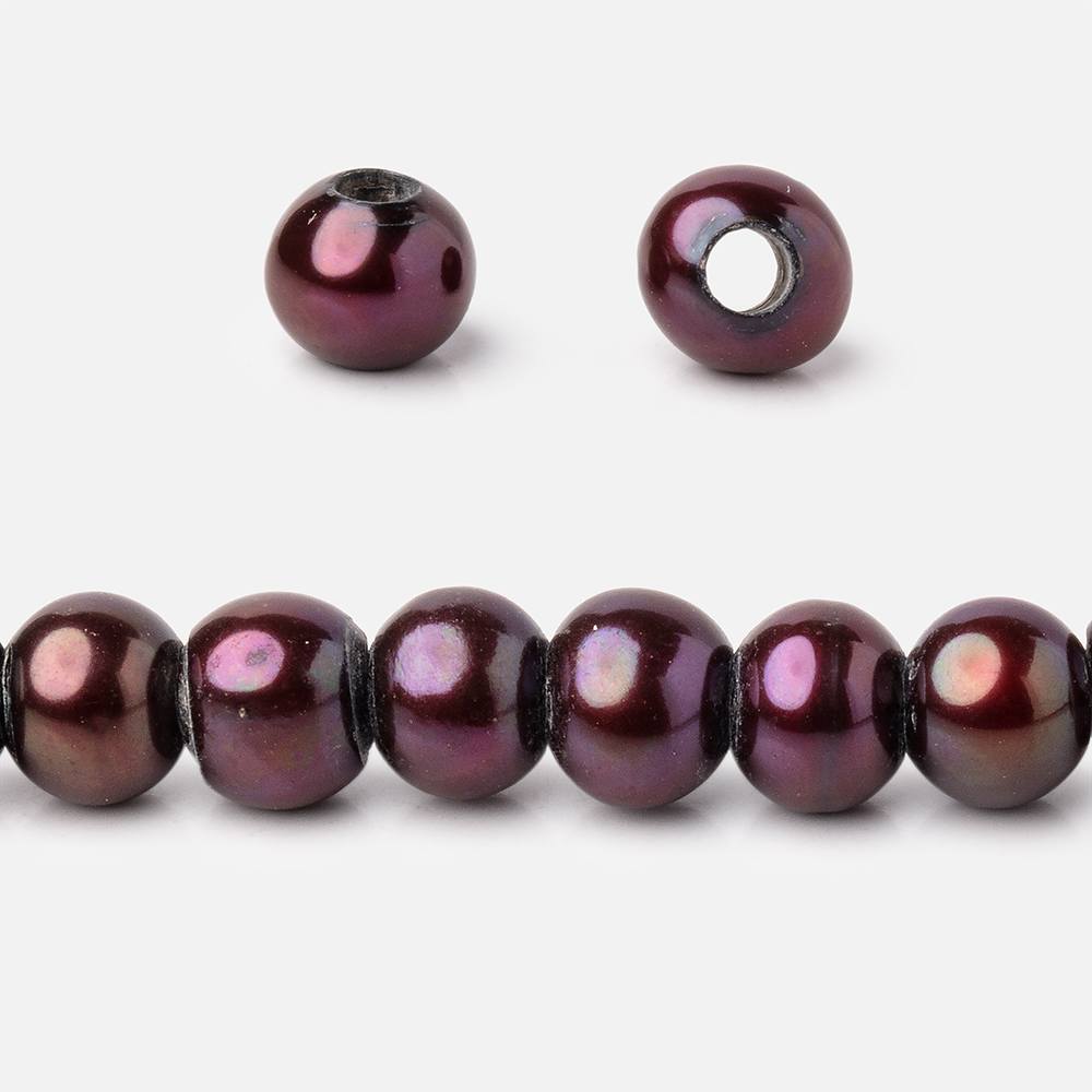 6-7mm Dark Wine Red Large Hole Off Round Freshwater Pearls 2.5mm ID 72 pcs (ONLINE ORDER ONLY)