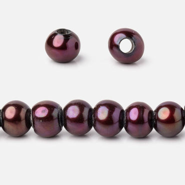 6-7mm Dark Wine Red Large Hole Off Round Freshwater Pearls 2.5mm ID 72 pcs (ONLINE ORDER ONLY)