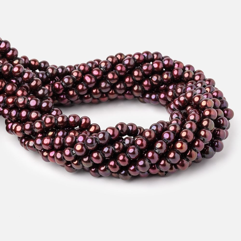 6-7mm Dark Wine Red Large Hole Off Round Freshwater Pearls 2.5mm ID 72 pcs (ONLINE ORDER ONLY)