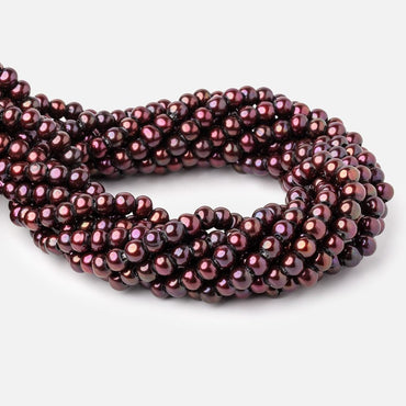 6-7mm Dark Wine Red Large Hole Off Round Freshwater Pearls 2.5mm ID 72 pcs (ONLINE ORDER ONLY)