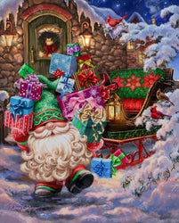 Diamond Art Club – Filling the Sleigh Christmas Elf Diamond Painting (Square Drill, 25.6" x 31.9") (ONLINE ORDER ONLY)
