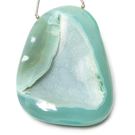 66x53mm Aqua Concentric Agate Drusy Freeform Focal Bead 1 piece (ONLINE ORDER ONLY)
