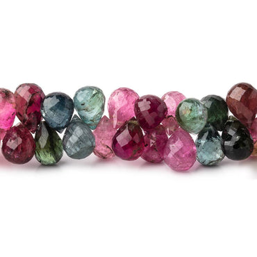 8x6mm Multi Color Tourmaline Faceted Tear Drop Beads 7 inch 73 pieces (ONLINE ORDER ONLY)