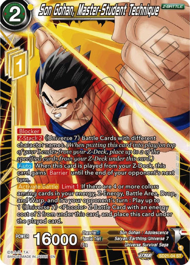 Son Gohan, Master-Student Technique (Starter Deck Exclusive) (SD21-04) [Power Absorbed] (ONLINE ORDER ONLY)