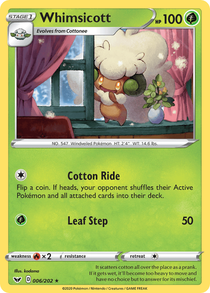 Whimsicott (006/202) [Sword & Shield: Base Set] (Online Only)