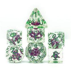 Green w/Purple Starfish Dice 7-Dice Set Resin Dungeons and Dragons Dice (Online Only)