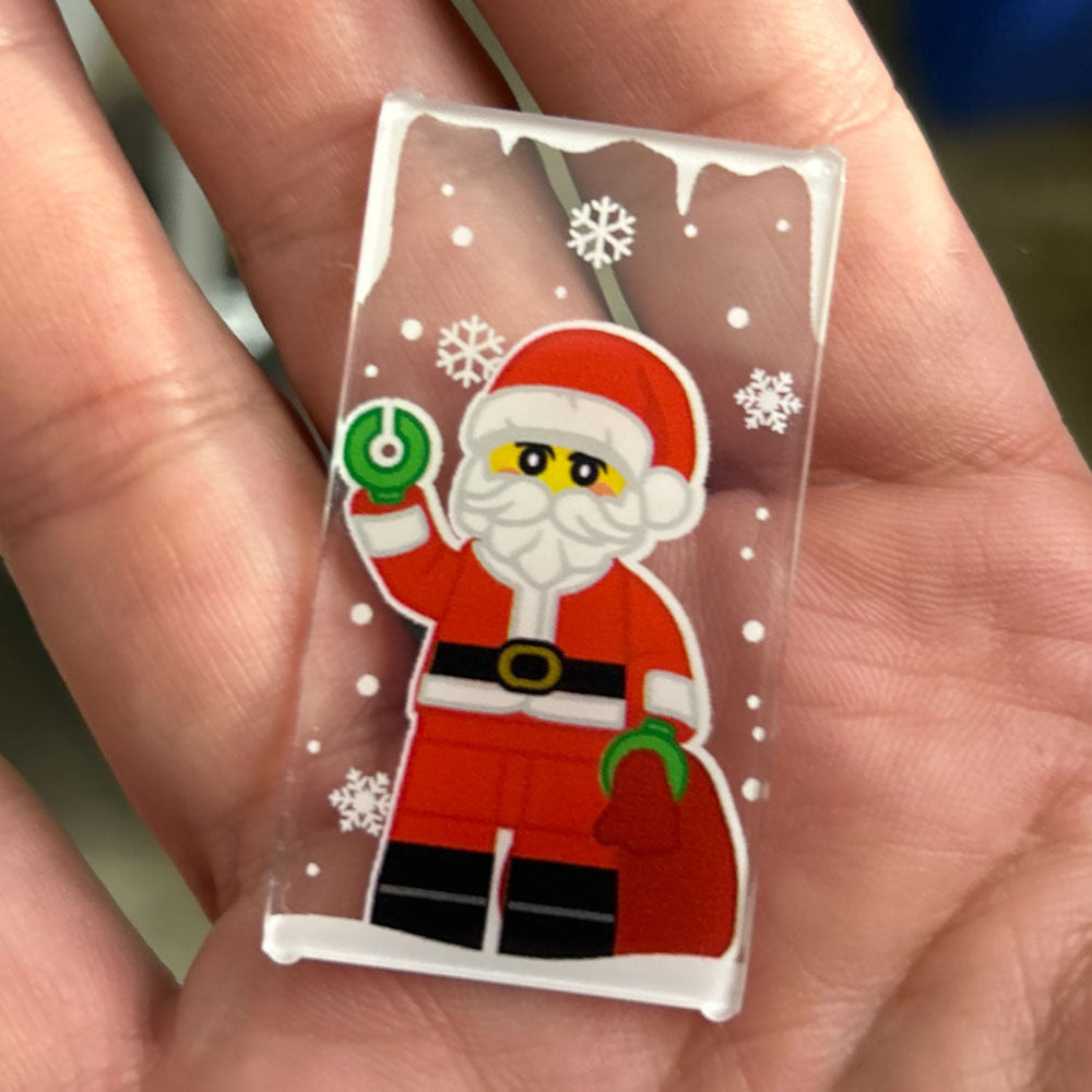 Santa Clause Christmas Winter Village 4x6 Glass Window made with LEGO part - B3 Customs (Online Order Only)