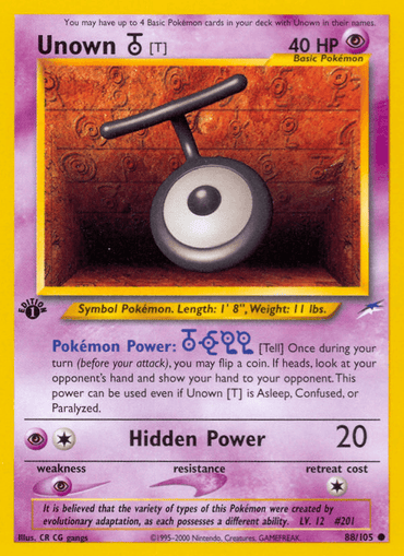 Unown [T] (88/105) [Neo Destiny 1st Edition] (Online Only)