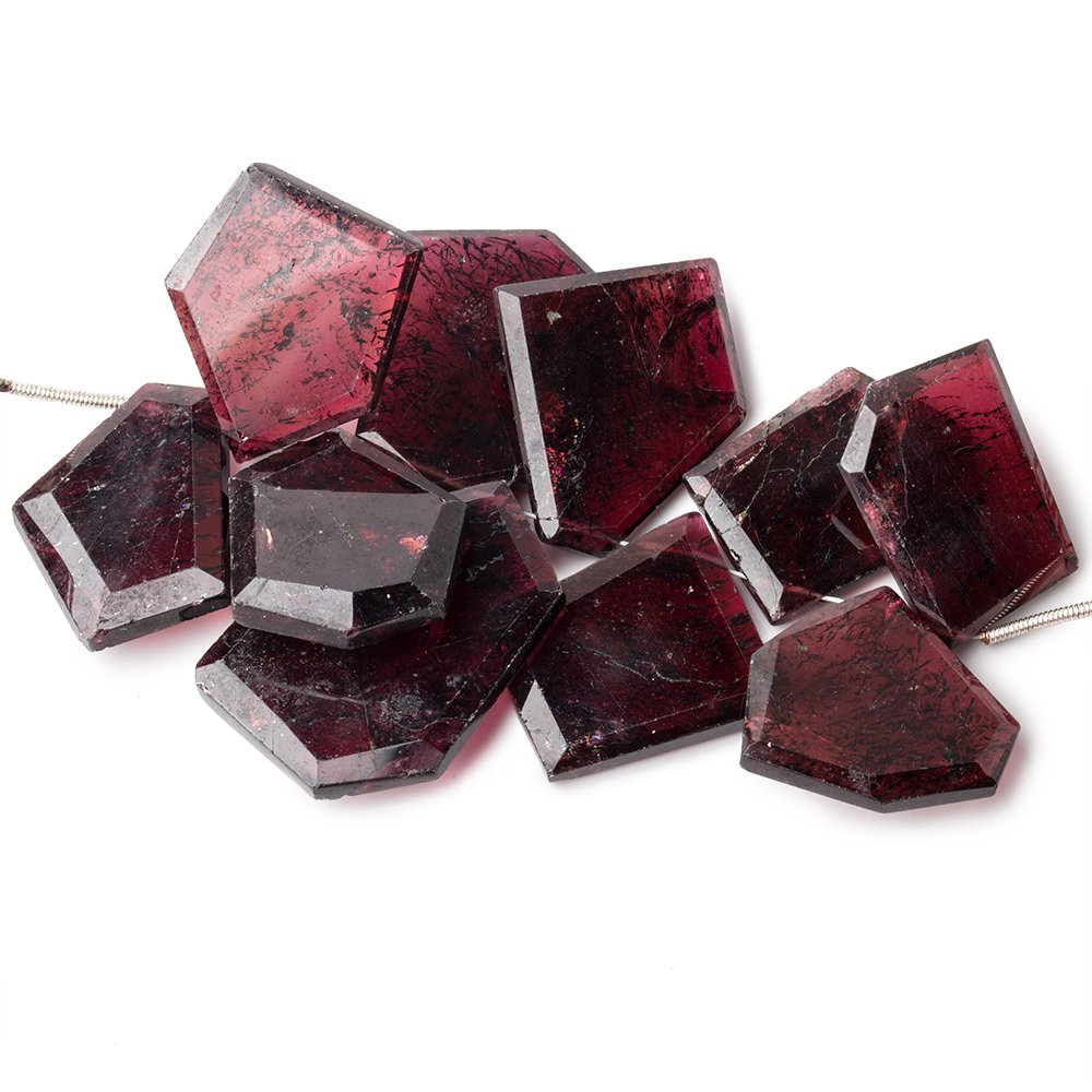 23x21-32x22mm Rhodolite Garnet bezel faceted free shape beads 3 inch 10 pieces (ONLINE ORDER ONLY)
