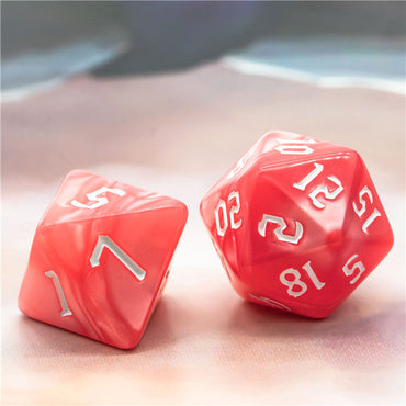 Red Macaron 7-Dice Blend Set w/White Numbers (Online Only)