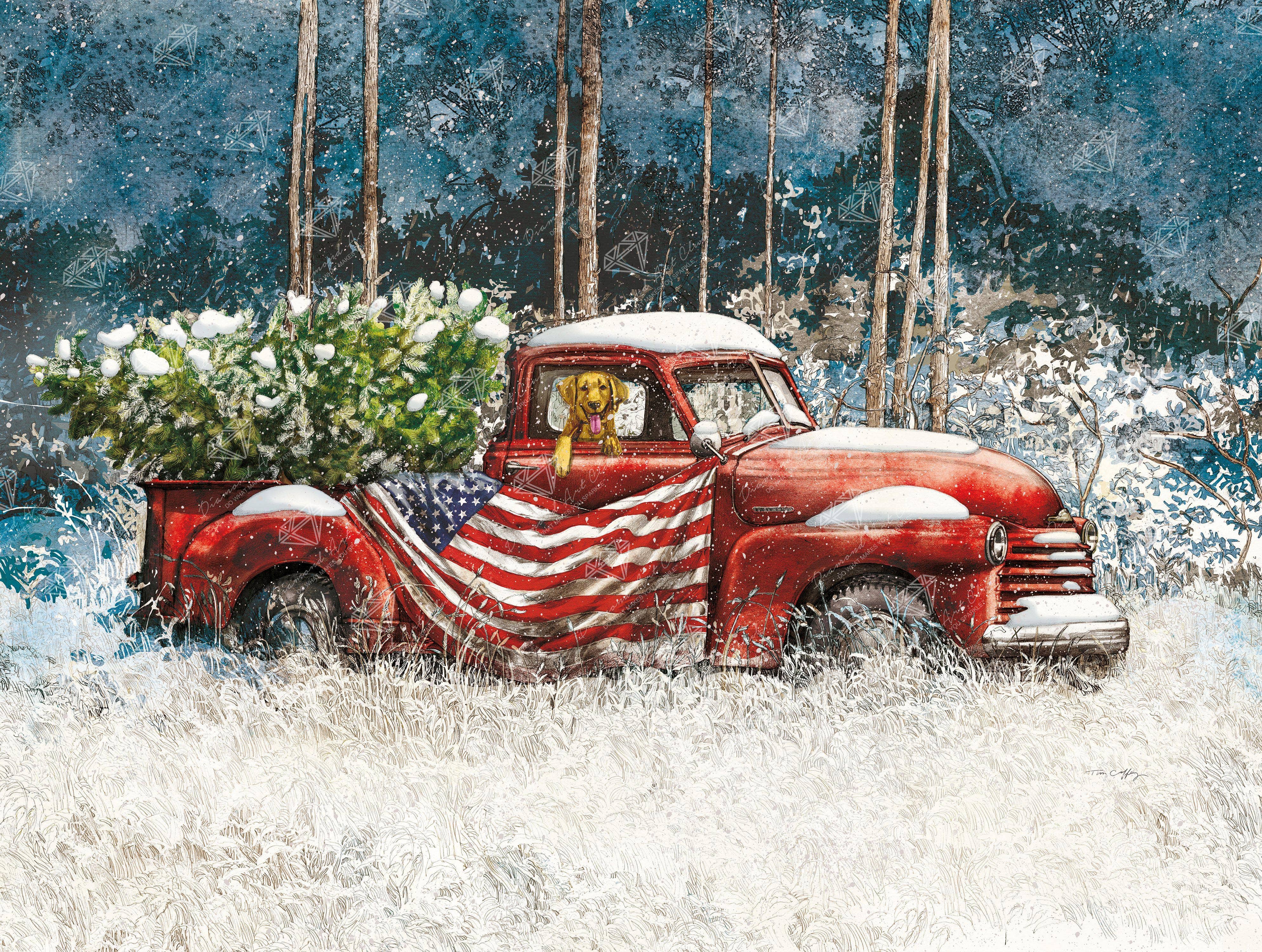 Diamond Art Club – Vintage Red Truck Diamond Painting (Square Drill, 29