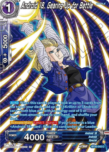 Android 18, Gearing Up for Battle (Silver Foil) (BT20-042) [Power Absorbed] (ONLINE ORDER ONLY)