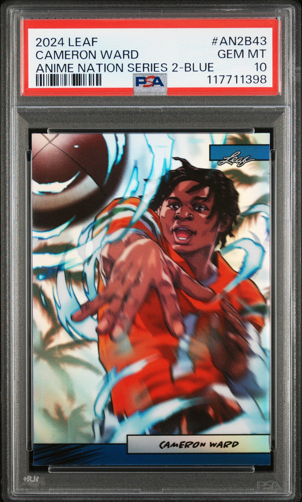 Graded 2024 Leaf Cam Ward #AN2B43 Anime Nation Series 2 Blue /75 Football Card PSA 10 Gem Mint (ONLINE ORDER ONLY)