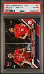 Graded 2024 Topps Bowman U Now Dylan Harper/Ace Bailey #60 Purple /25 Rookie RC Basketball Card PSA 8 Near Mint (ONLINE ORDER ONLY)
