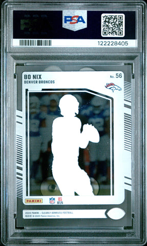 Graded 2024 Panini Clearly Donruss Bo Nix #56 Rookie RC Football Card PSA 9 Mint (ONLINE ORDER ONLY)