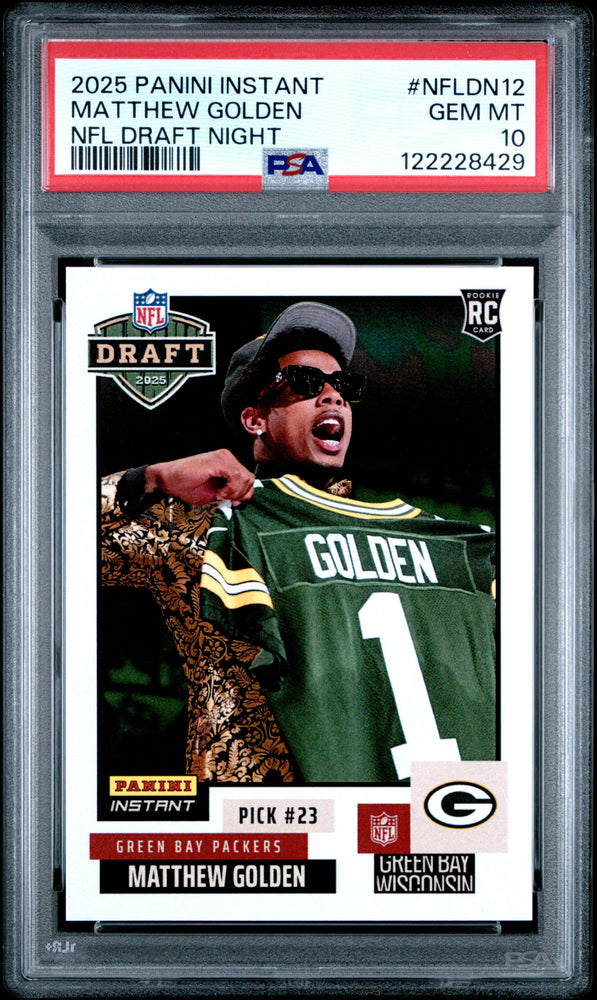 Graded 2025 Panini Instant Matthew Golden #NFLDN12 NFL Draft Night Rookie RC Football Card PSA 10 Gem Mint (ONLINE ORDER ONLY)