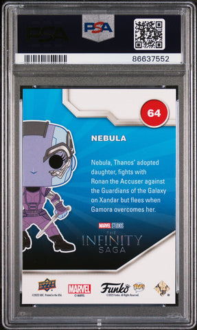 2023 UPPER DECK FUNKO POP MARVEL  NEBULA PLATINUM #64  PSA 10 (Online Order Only)