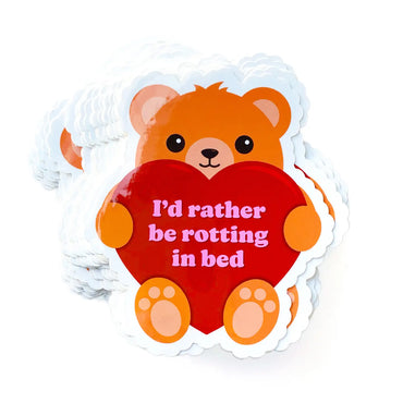 Rotting in Bed Teddy Bear Vinyl Sticker (ONLINE ORDER ONLY)
