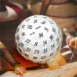 Silver Metal d100 w/ Purple Numbers Dungeons and Dragons RPG (Online Only)
