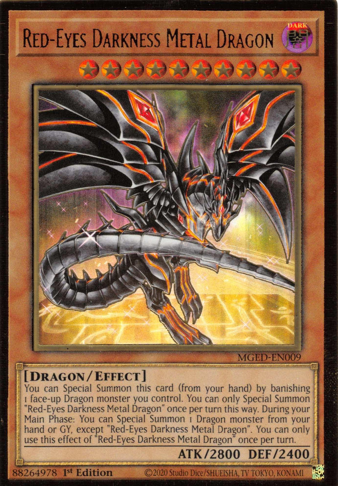 Red-Eyes Darkness Metal Dragon (Alternate Art) [MGED-EN009] Gold Rare (ONLINE ORDER ONLY)