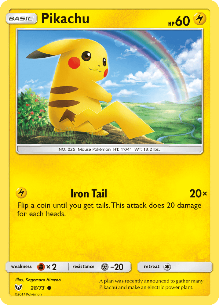 Pikachu (28/73) (Cosmos Holo) [Sun & Moon: Shining Legends] (Online Only)