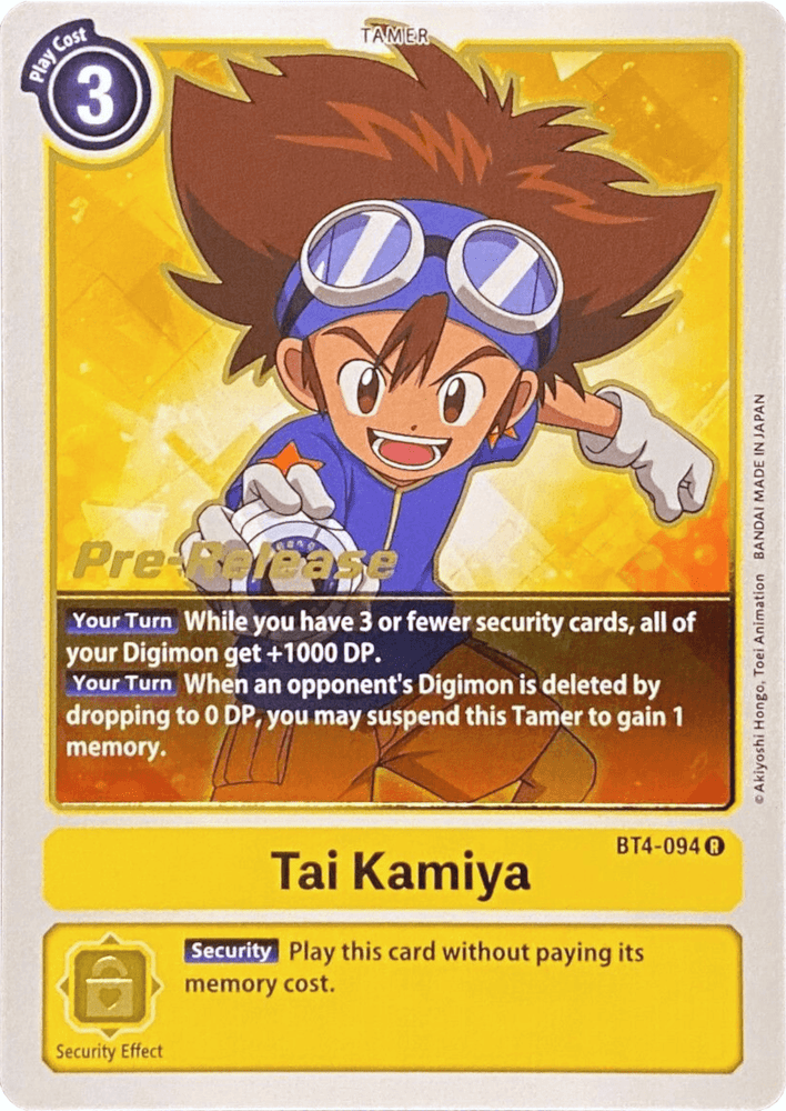 Tai Kamiya [BT4-094] [Great Legend Pre-Release Promos] (ONLINE ORDER ONLY)