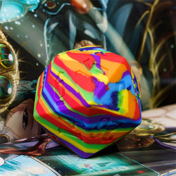 Large Rainbow Silicone d20 Dice 55mm | RPG Dice Novelty Piece (Online Only)