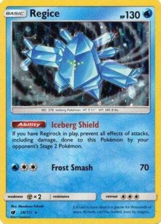 Regice (28/111) (Cosmos Holo) [Sun & Moon: Crimson Invasion] (Online Only)