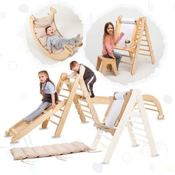 6in1 Montessori Climbing Set: Triangle Ladder + Arch/Rocker + Slide/Ramp + Net + Cushion + Art Addition (ONLINE ORDER ONLY)