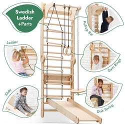 6in1 Wooden Swedish Wall / Climbing ladder for Children + Swing Set + Slide Board (ONLINE ORDER ONLY)