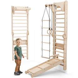 6in1 Wooden Swedish Wall / Climbing ladder for Children + Swing Set + Slide Board (ONLINE ORDER ONLY)