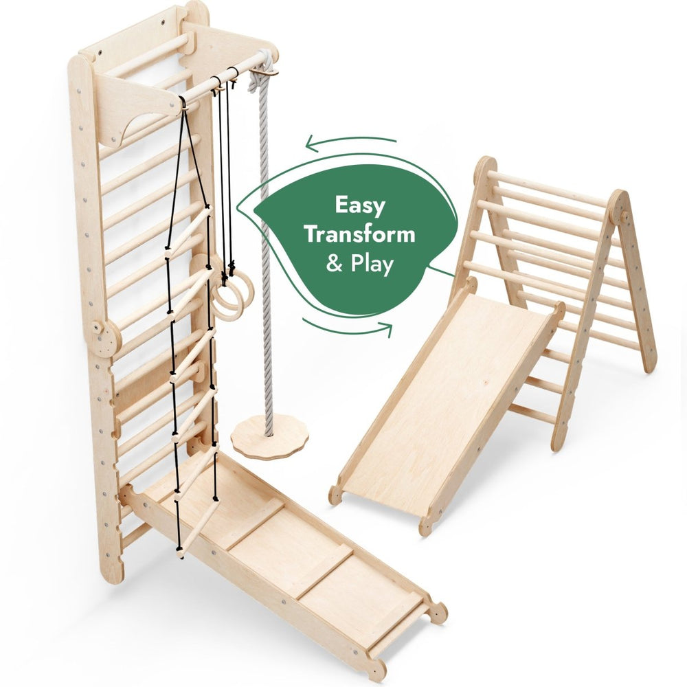 6in1 Wooden Swedish Wall / Climbing ladder for Children + Swing Set + Slide Board (ONLINE ORDER ONLY)