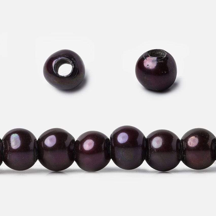 6mm - 7mm Blackberry Large Hole Off Round Pearl 2.5mm drill hole, 15 inch, 75 pieces (ONLINE ORDER ONLY)