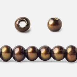 6mm - 7mm Bronze Large Hole Off Round Pearl 2.5mm drill hole, 15 inch, 75 pieces (ONLINE ORDER ONLY)