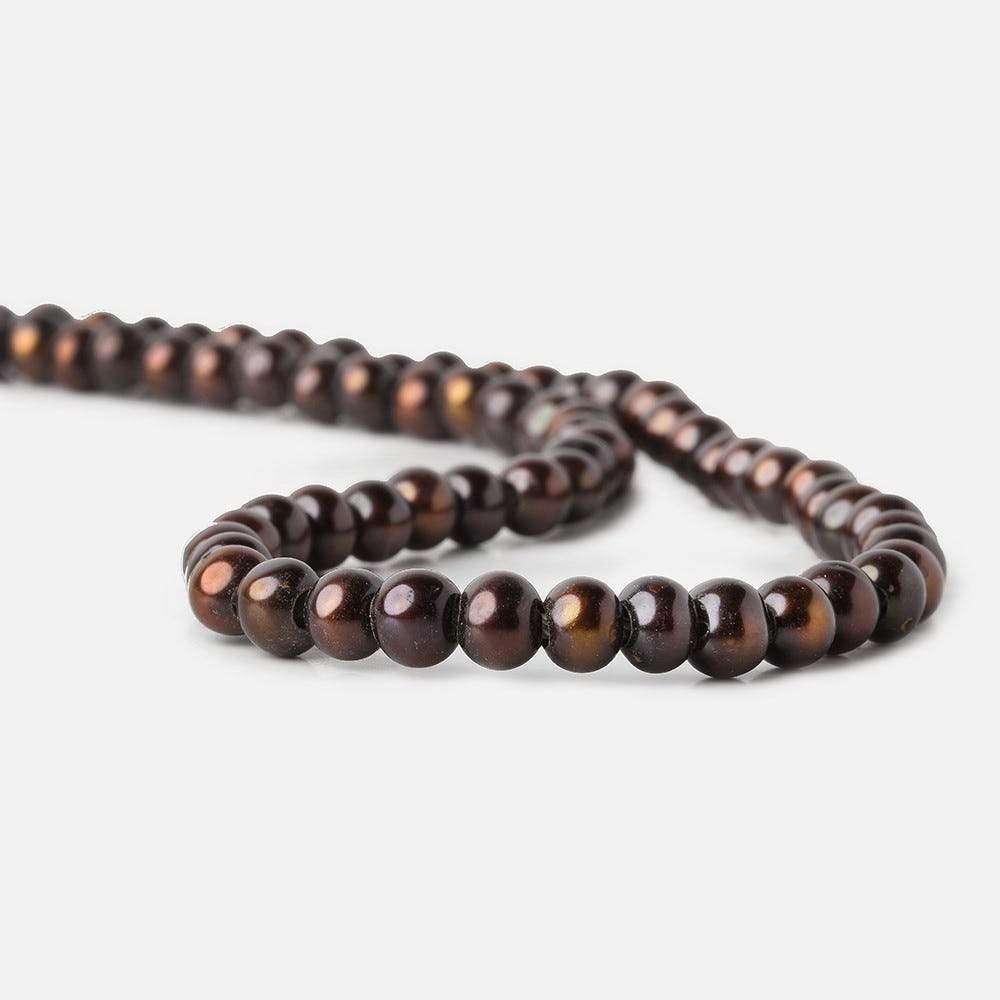 6mm - 7mm Chestnut Large Hole Off Round Pearl 2.5mm drill hole, 15 inch, 75 pieces (ONLINE ORDER ONLY)