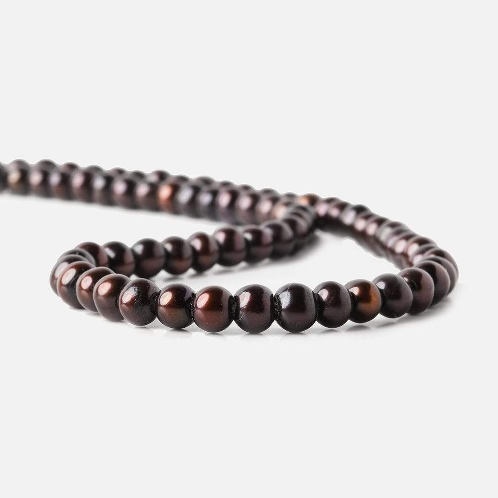 6mm - 7mm Raspberry Chocolate Large Hole Off Round Pearl 2.5mm drill hole, 15 inch, 75 pieces (ONLINE ORDER ONLY)