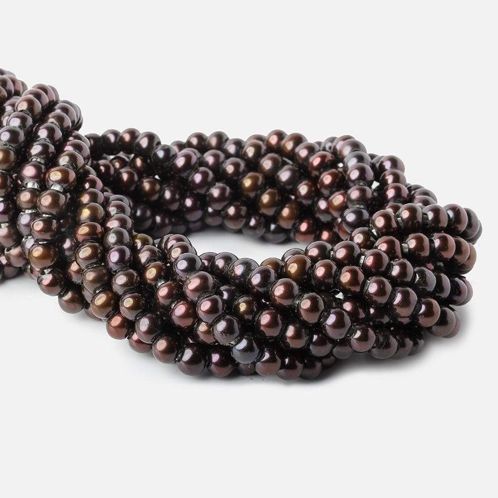 6mm - 7mm Raspberry Chocolate Large Hole Off Round Pearl 2.5mm drill hole, 15 inch, 75 pieces (ONLINE ORDER ONLY)