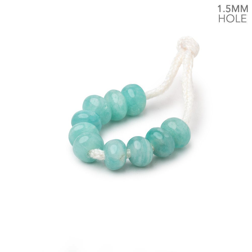 6mm Amazonite 1.5mm Large Hole Plain Rondelle Set of 10 (ONLINE ORDER ONLY)